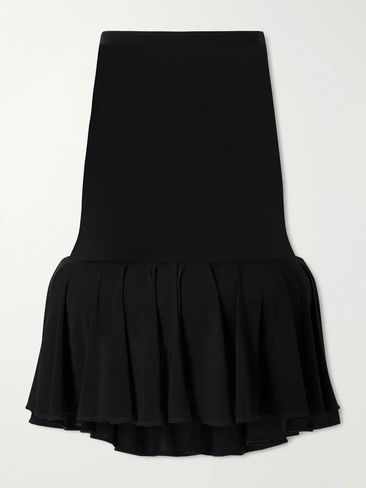 Sculptural gathered knee-length skirt