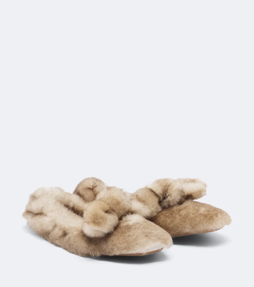 Carousel shearling ballet flats