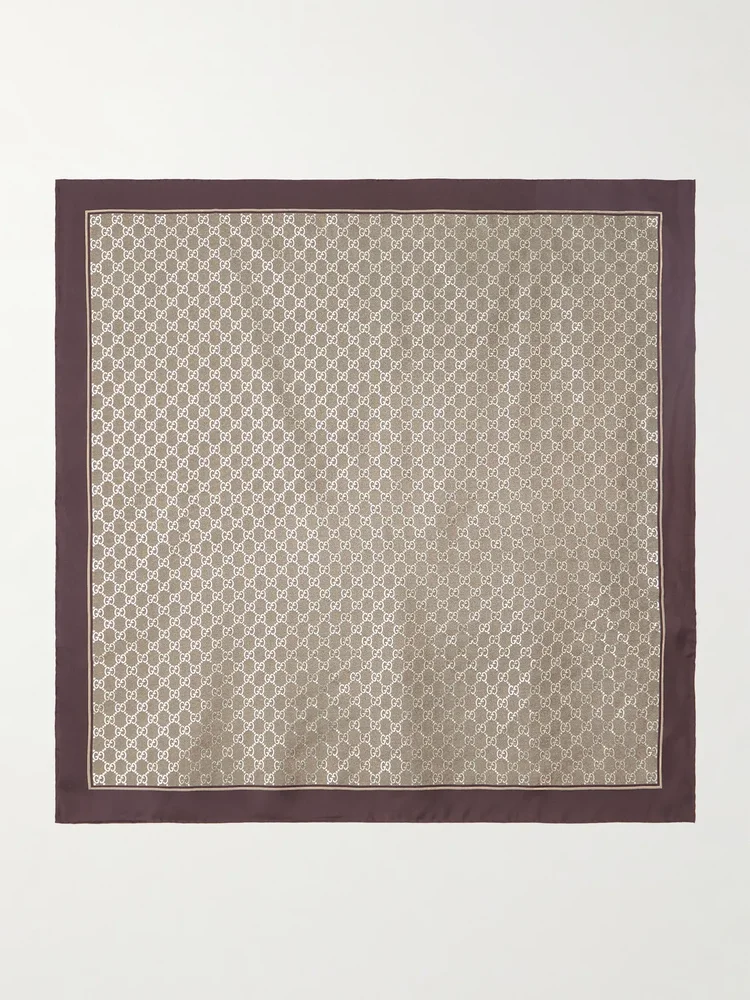 printed metallic silk twill scarf