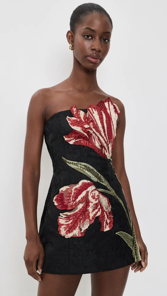 Katia Embellished Strapless Lantern Mini Dress