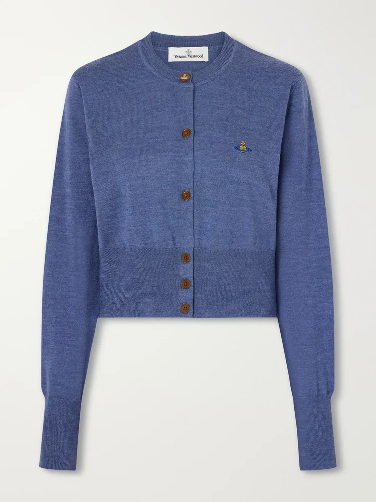 Bea logo-embroidered wool and silk-blend cardigan