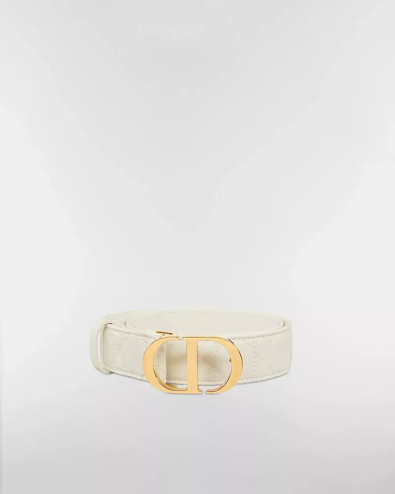 30 Montaigne Belt Latte Cannage Calfskin, 30 MM