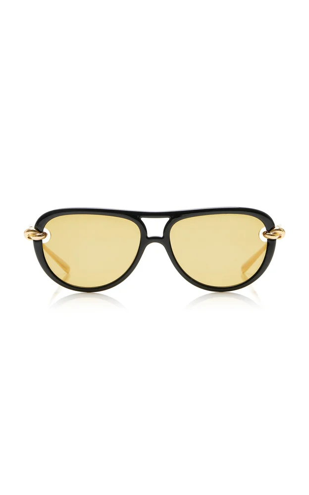 Yellow Aviator-Frame Sunglasses