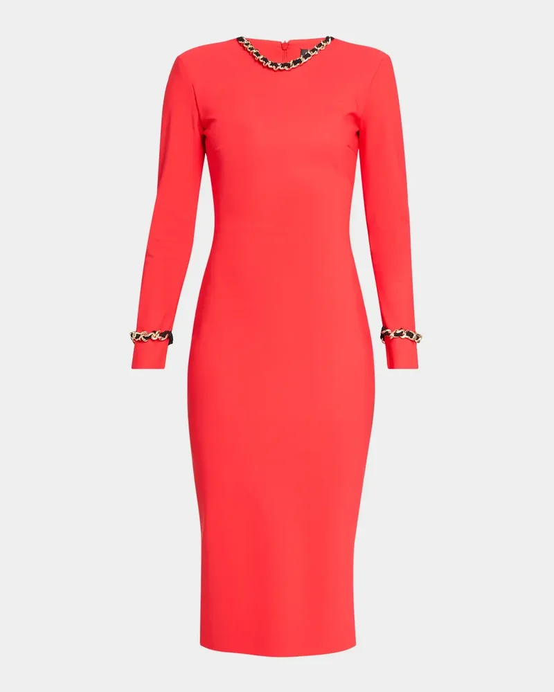 Klara Chain-Trim Bodycon Midi Dress