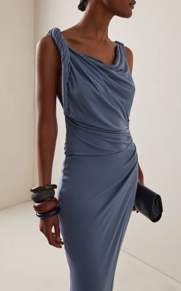 Olenna Twist Crepe Low-Back Gown