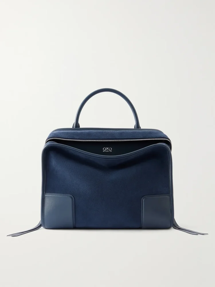 Amazona leather-trimmed suede tote