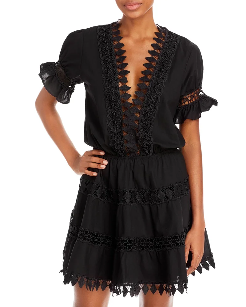 Ora Cotton Embroidered Mini Dress Swim Cover Up