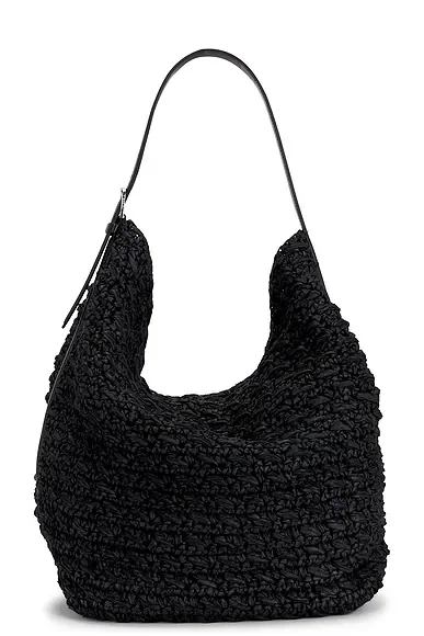 Belted Raffia Tote Bag