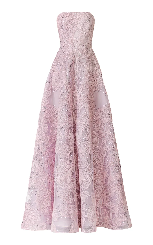 Bustier Sequined Raffia Gown