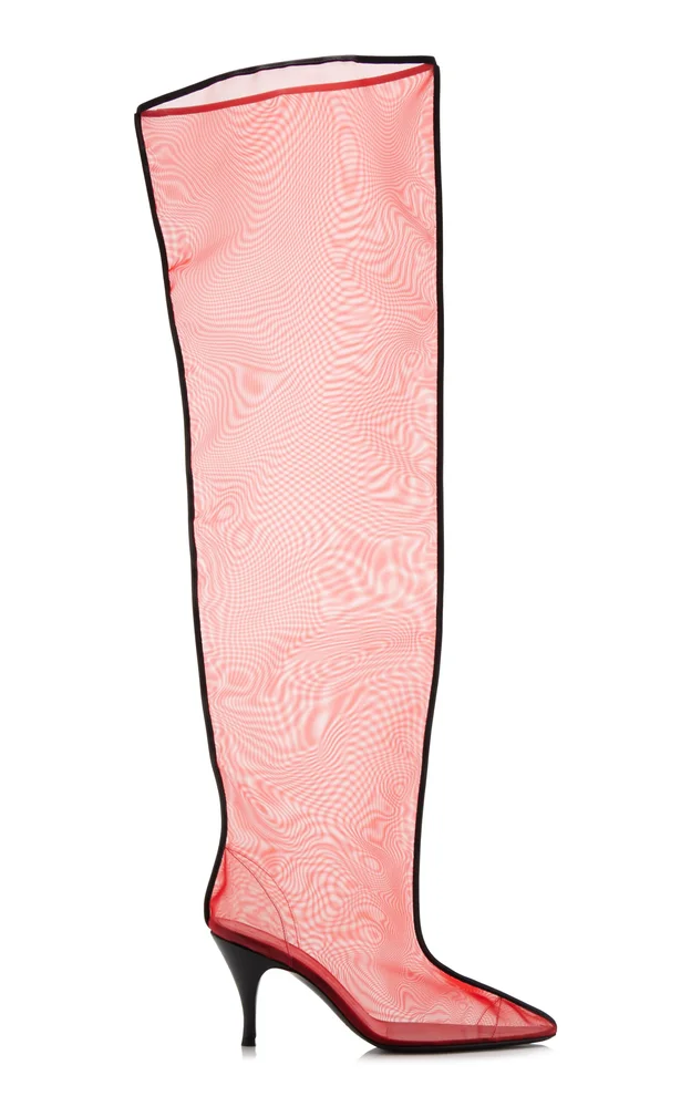 Drawing A Blank Mesh Over-the-Knee Boots