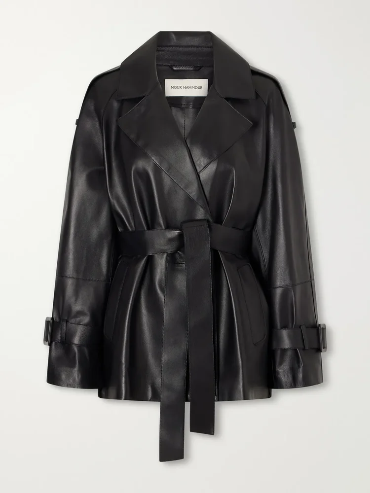 Nera belted leather jacket