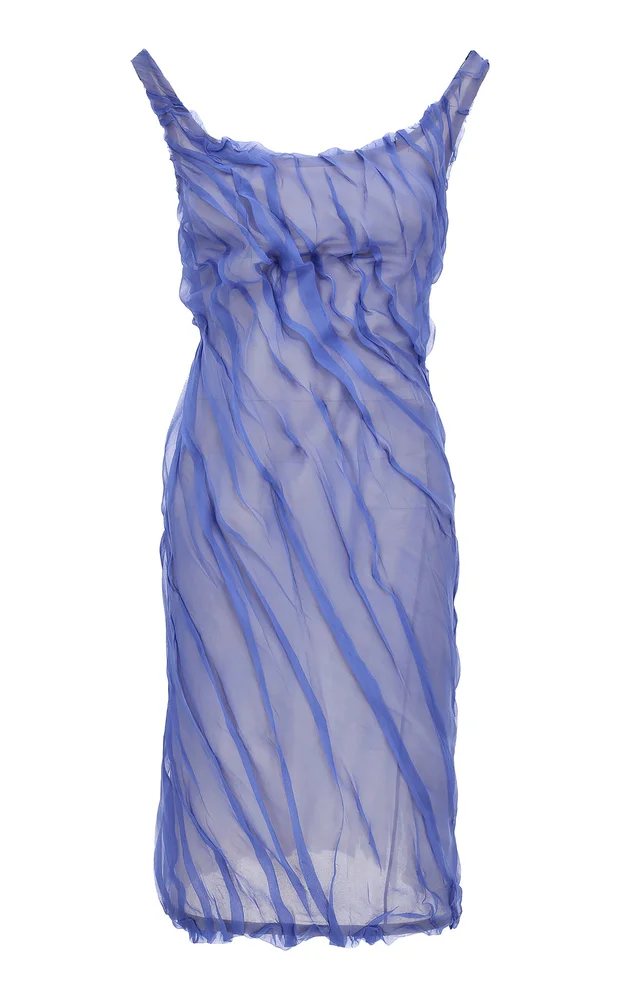 Draped Silk-Chiffon Midi Dress