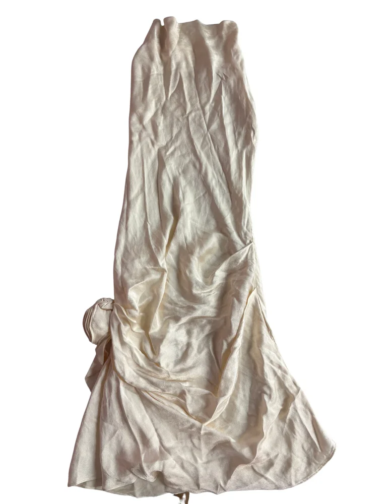 Arcina Ori - Cream Satin Halter Neck Dress - S
