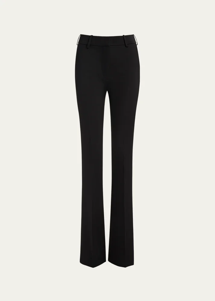Low-Rise Wool Satin Bootcut Pants