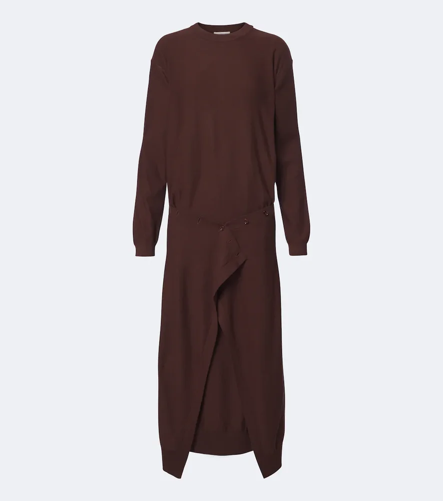 Deconstructed wool-blend midi dress