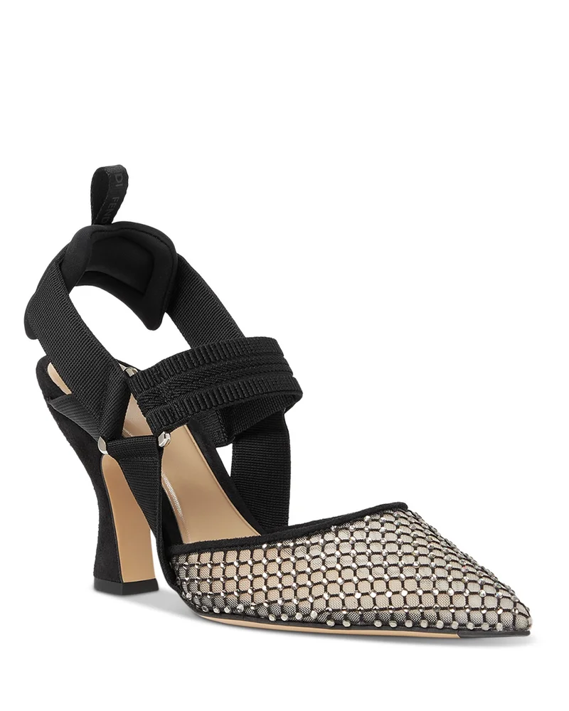 Colibrì Mesh & Suede Embellished Slingback Pumps