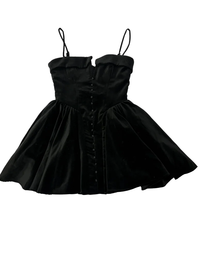 House of CB - Black Velvet Tulle Mini Dress - M