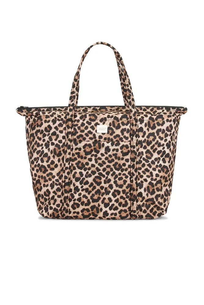 Brushed Leopard Printed Nylon Tote Bag