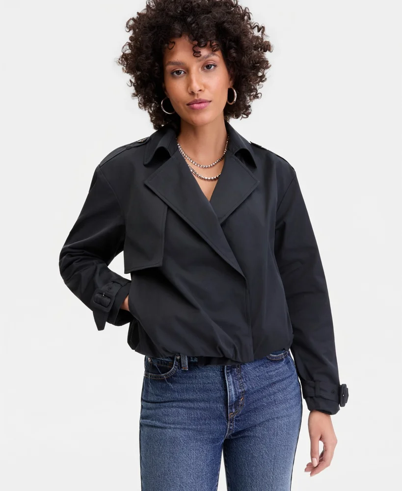 Bubble-Hem Short Trench Coat