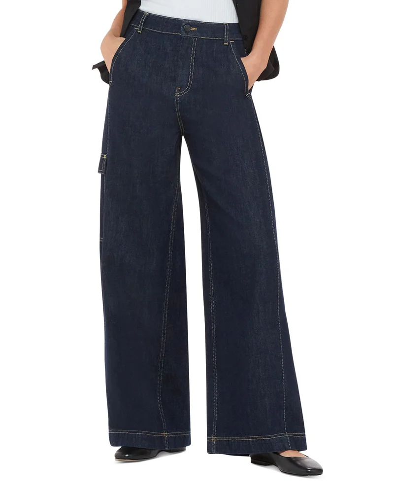 Cargo Wide Leg Jeans in Dark Denim