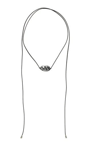 x Sheree Hovsepian 18K White Gold Leather and Glass Necklace