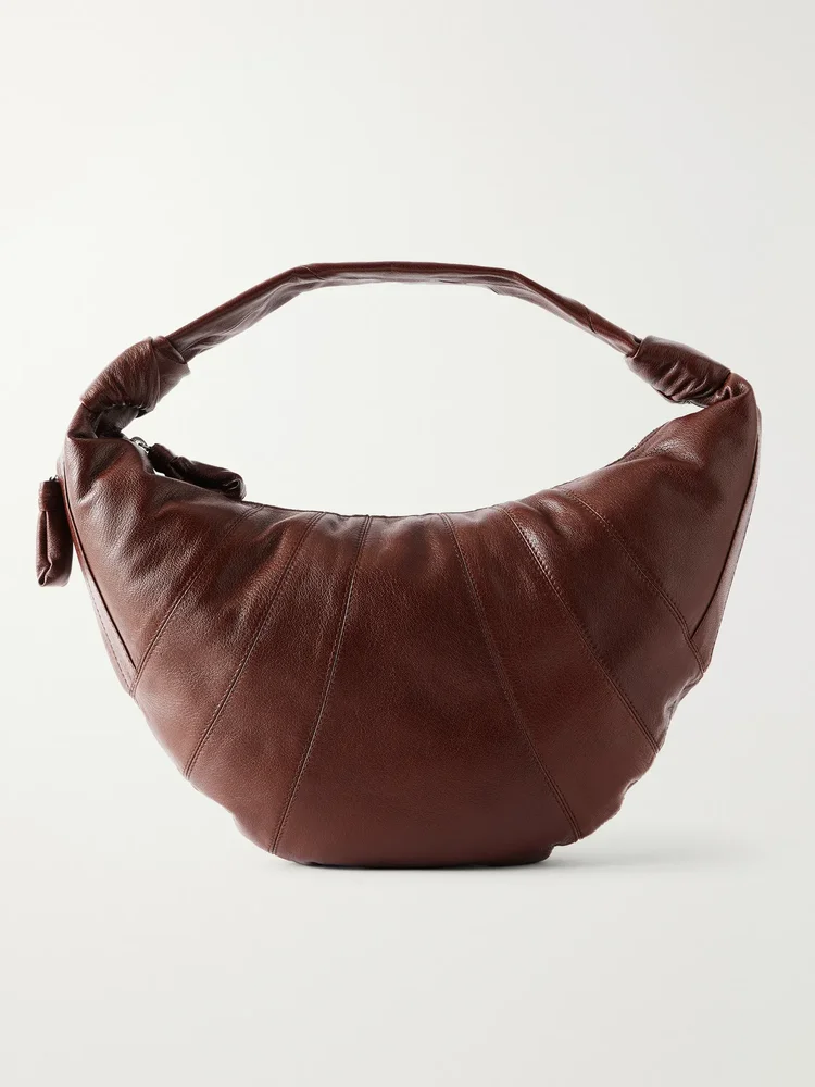 croissant paneled leather shoulder bag