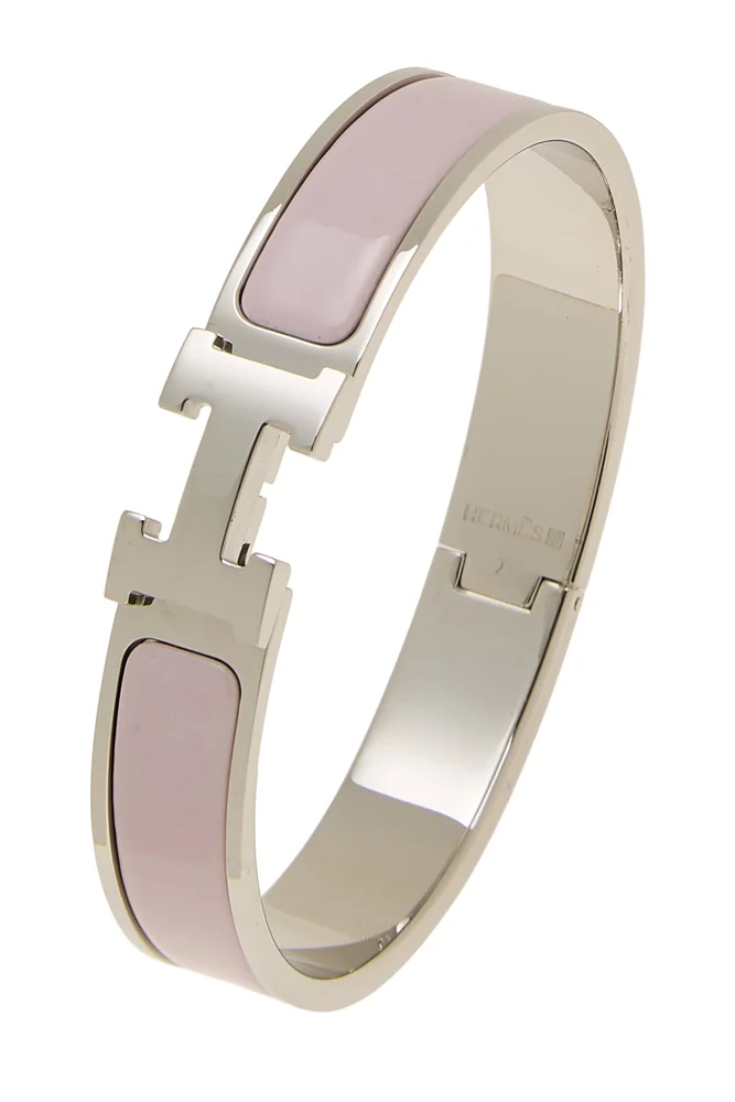 Pink Enamel Clic-Clac 'H' Bracelet Narrow