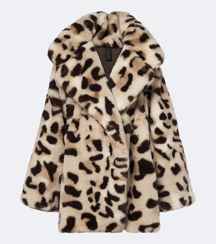 Oversized leopard-print car coat