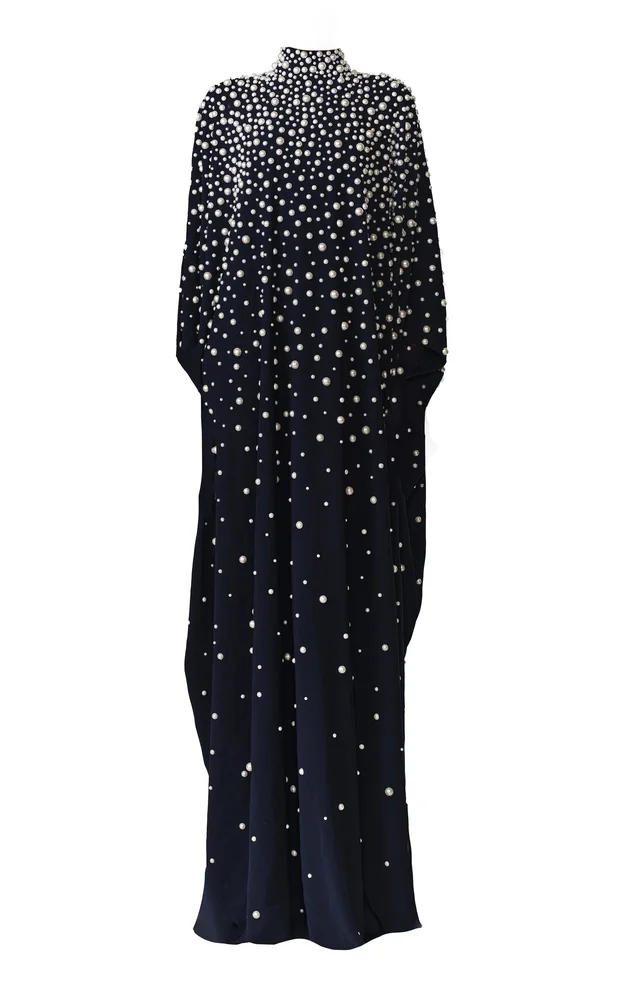 Pearl Embroidered Caftan Maxi Dress