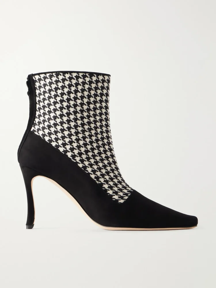 Gosta 90 houndstooth wool and suede ankle boots