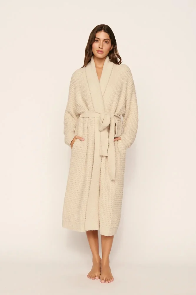 Recycled Boucle Waffle Robe, French Oak