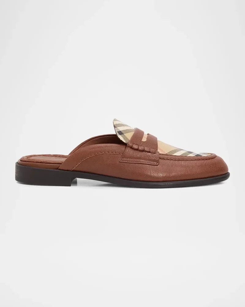 Opal Leather Penny Loafer Mules