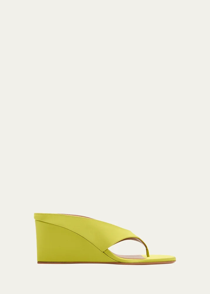75mm Cube Satin Thong Wedge Sandals