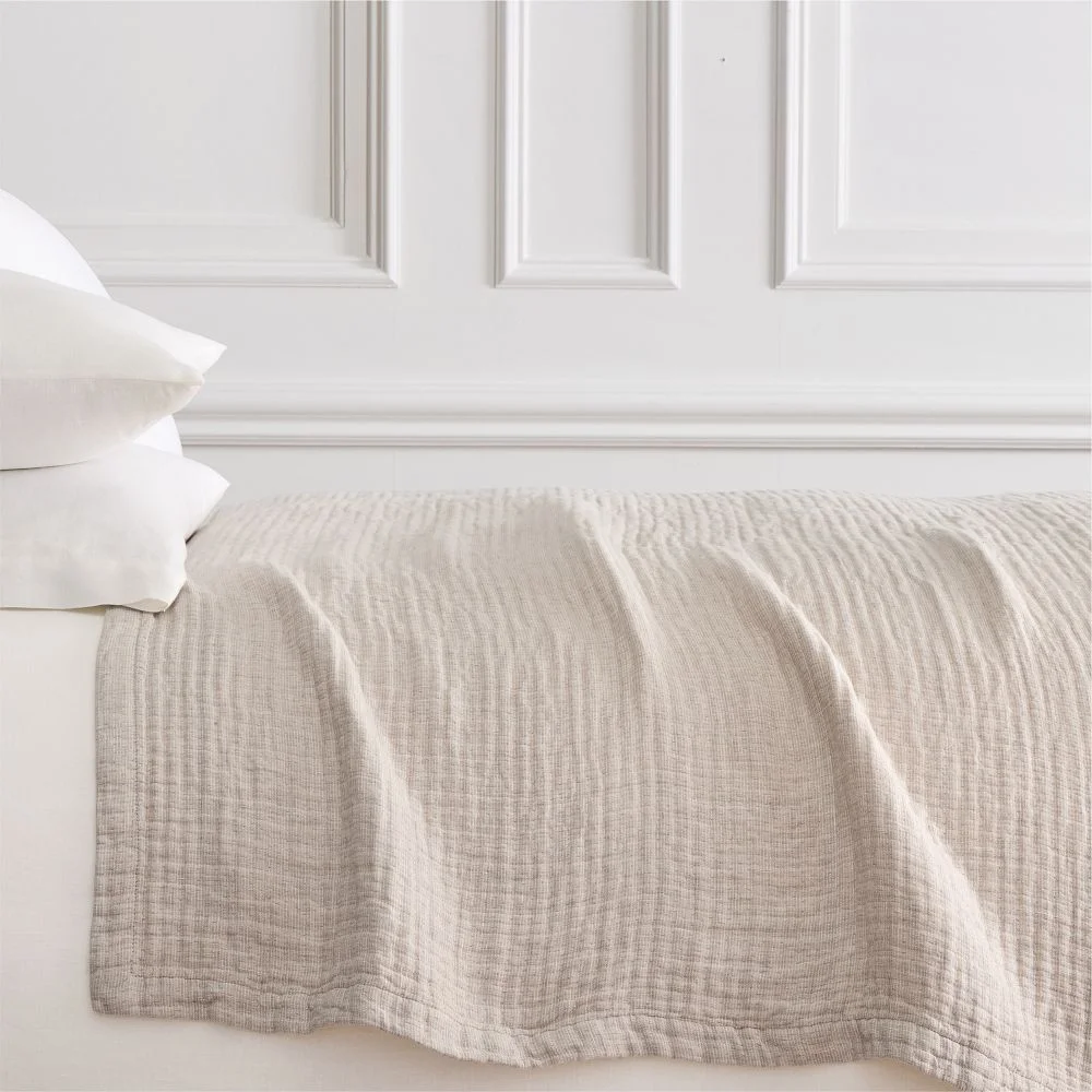 European Flax Linen Blanket, Natural Flax