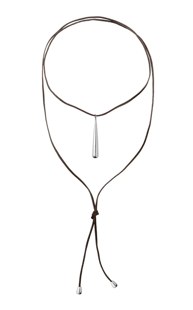 Gota Leather Sterling Silver Wrap Necklace