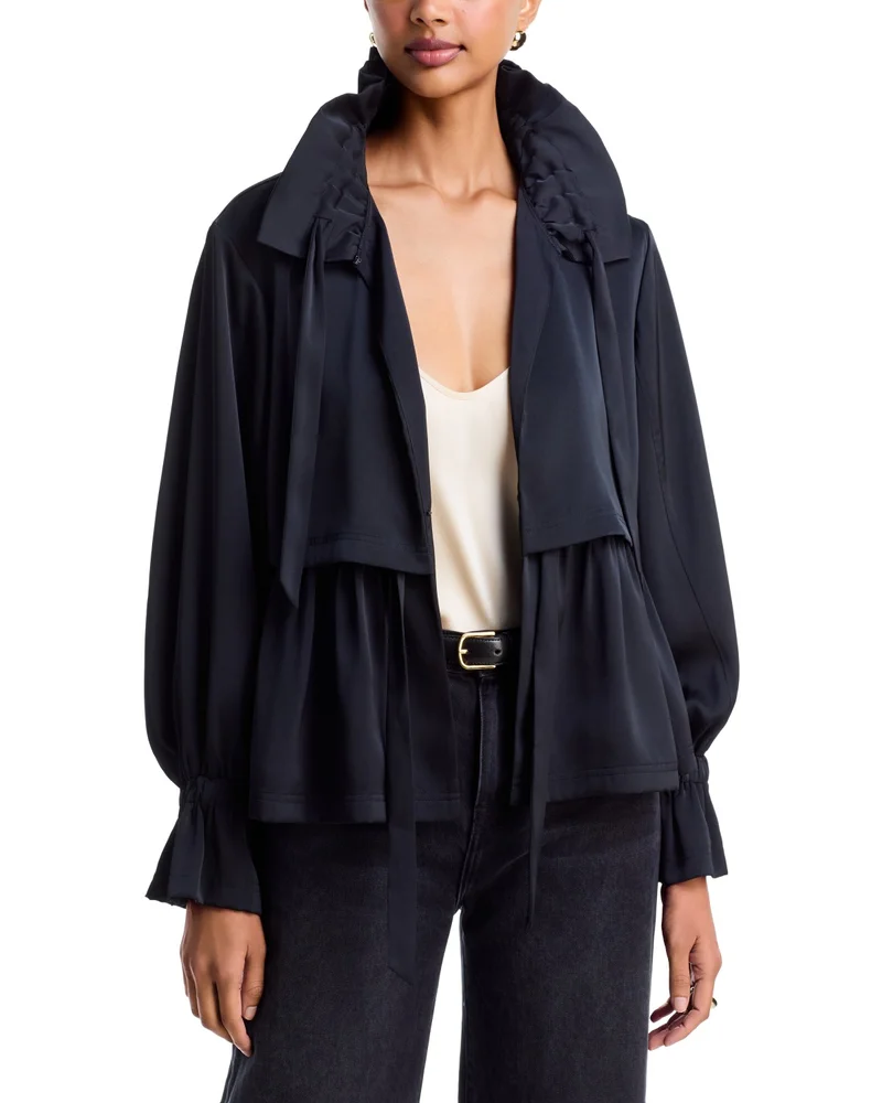 Azira Tie Neck Flared Cuff Jacket