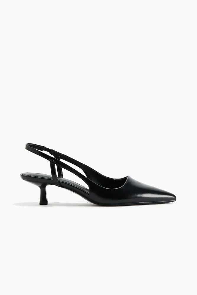 Kitten-heeled slingbacks