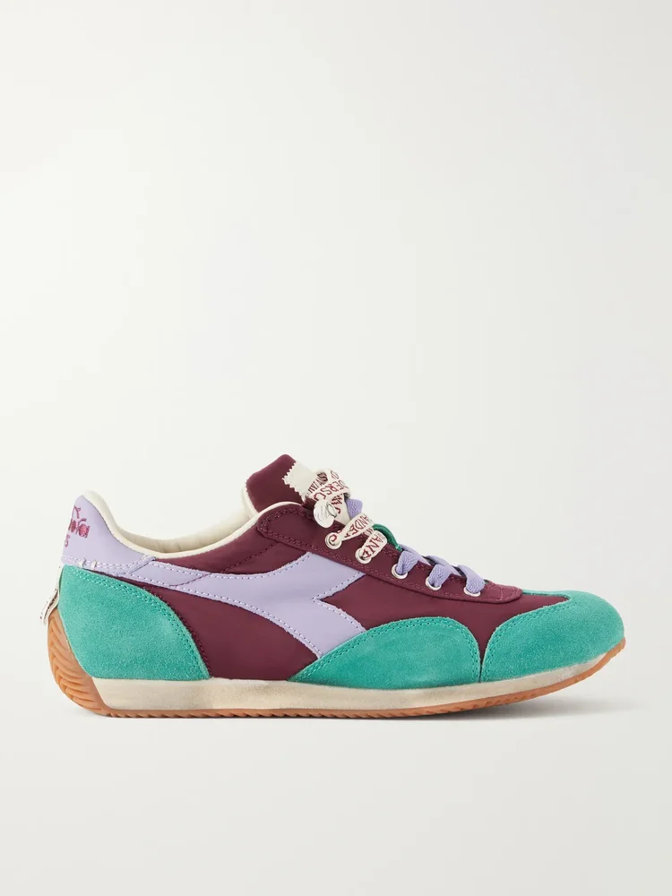 Diadora Equipe leather and suede-trimmed shell sneakers