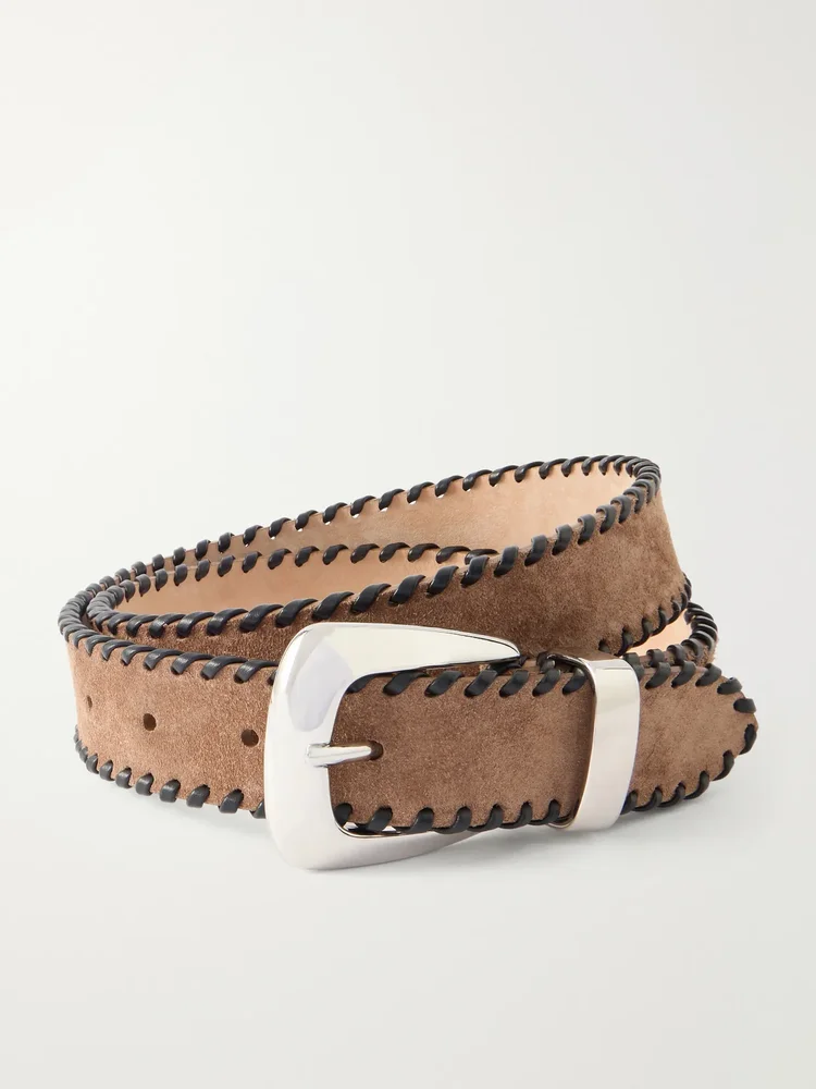 benny leather trimmed suede belt