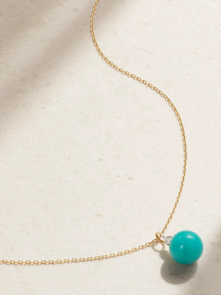 14-karat gold, turquoise and diamond necklace