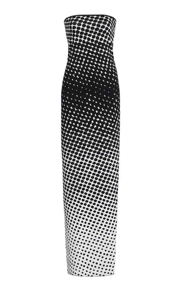 Wiggle-Dot Knit Maxi Column Dress