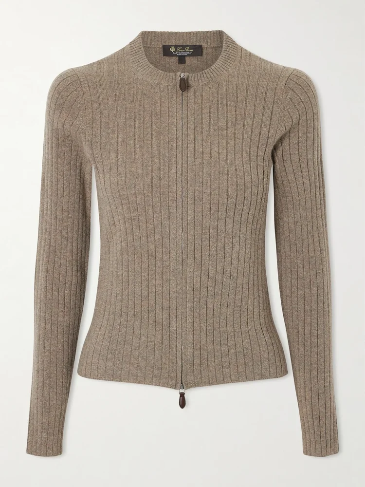 Ribbed cashmere cardigan