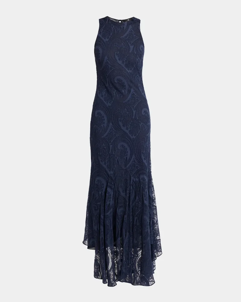 Long Sleeveless Paisley Jacquard Dress