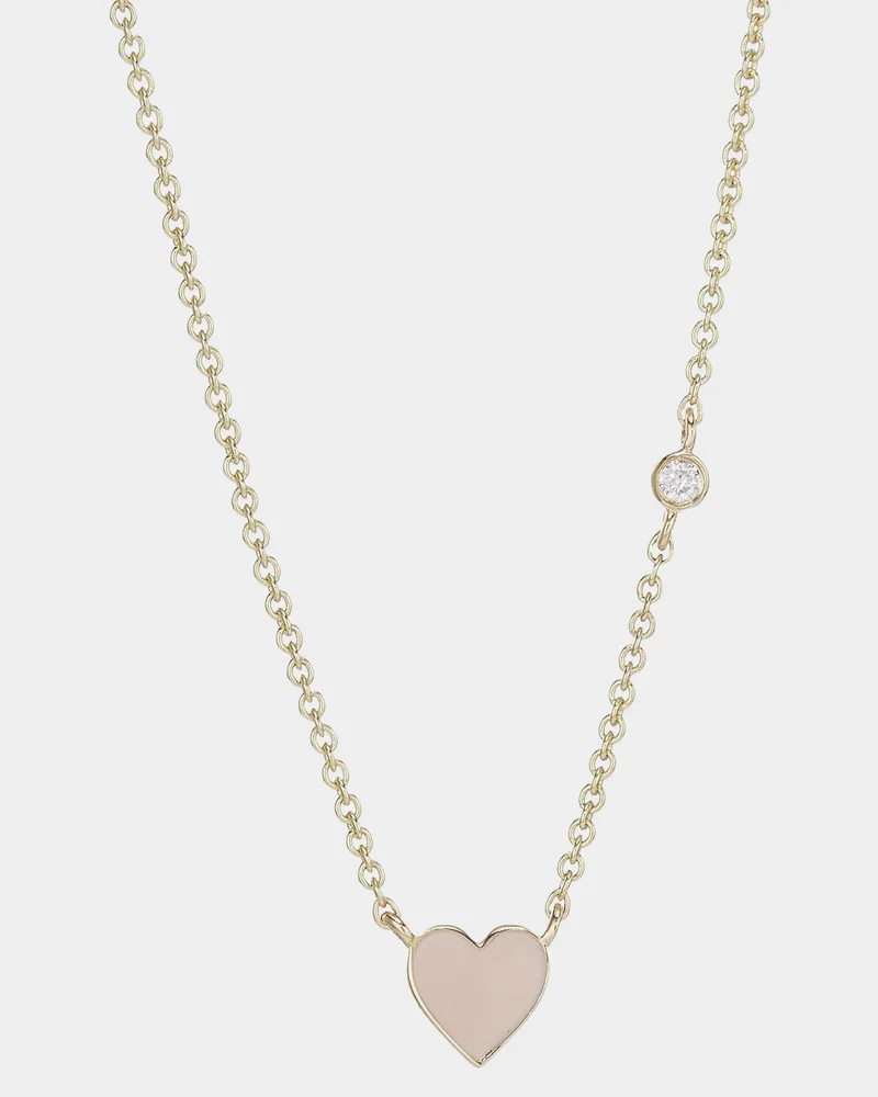 14K Yellow Gold, Diamond & Enamel Mini Heart Pendant Necklace