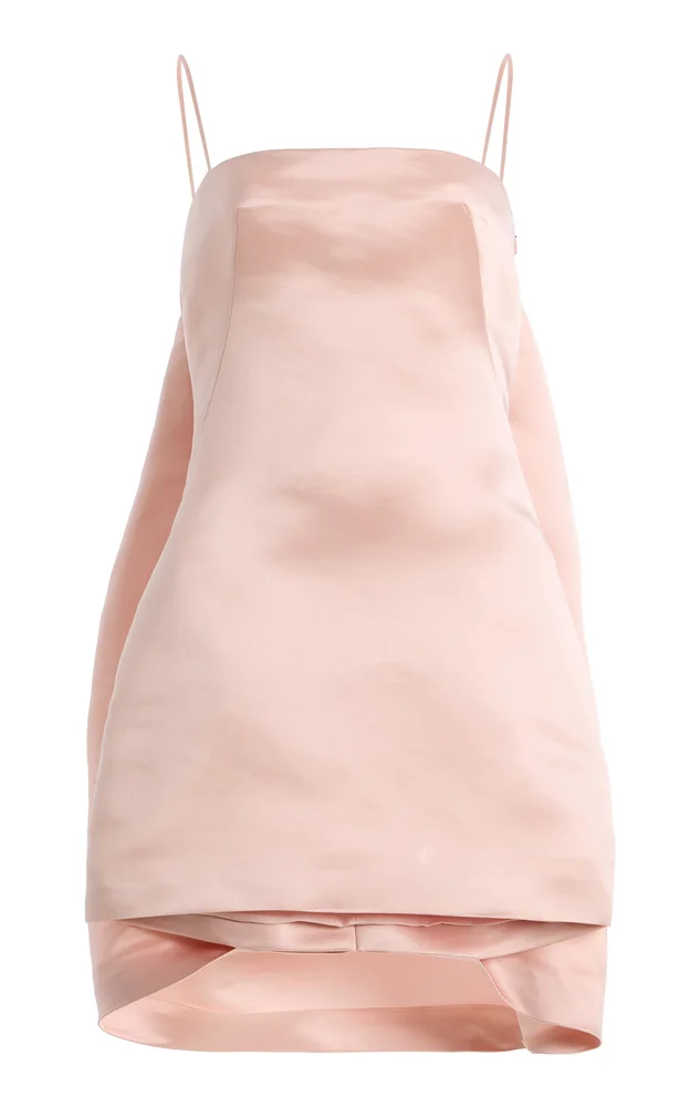 Cape-Detailed Duchesse Satin Mini Dress
