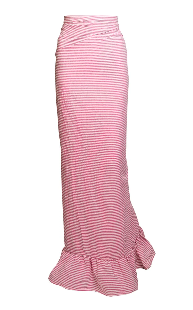 Power Ruffled Cotton-Blend Pareo Maxi Skirt
