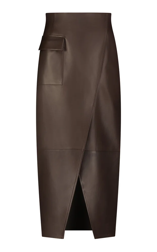 Leather Asymmetrical Pencil Skirt