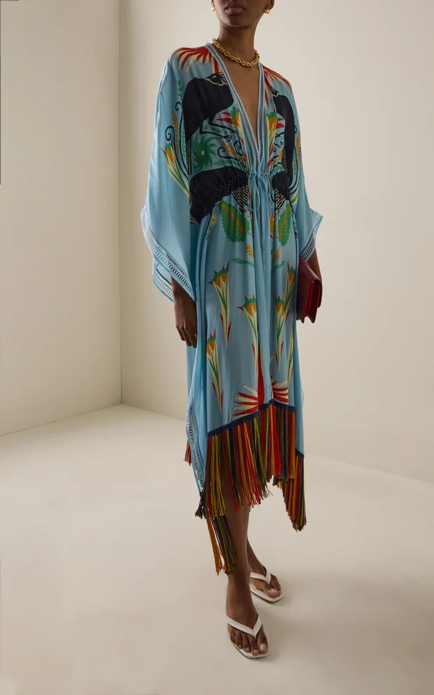 Fringe-Trimmed Kaftan
