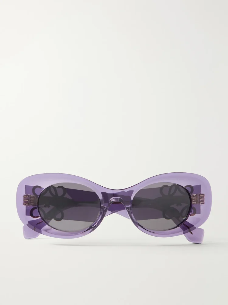Oval-frame acetate sunglasses