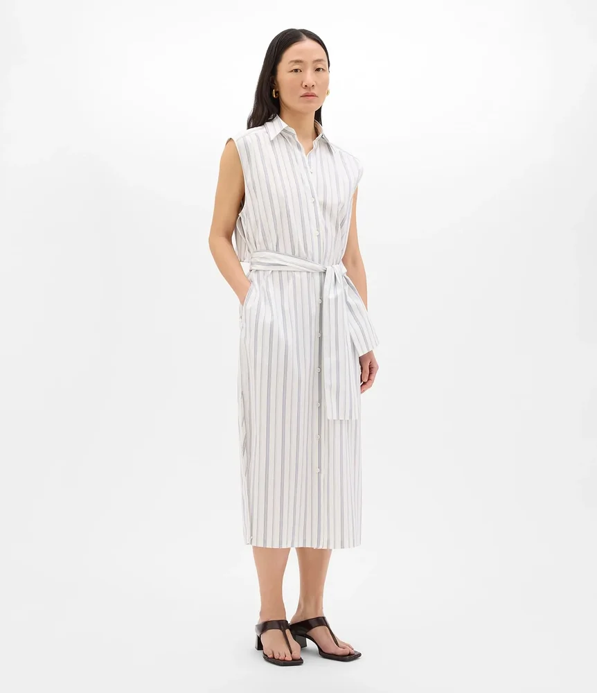Sleeveless Pleat Back Tie Dress